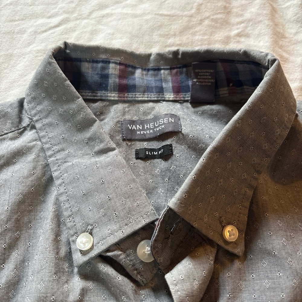 Van Heusen Gray Plaid Collar Shirt